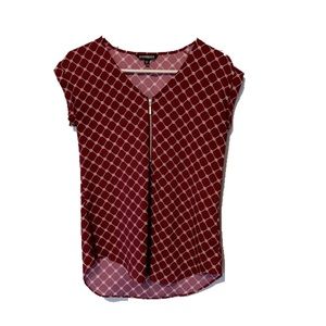 Express capped sleeve partial zip blouse